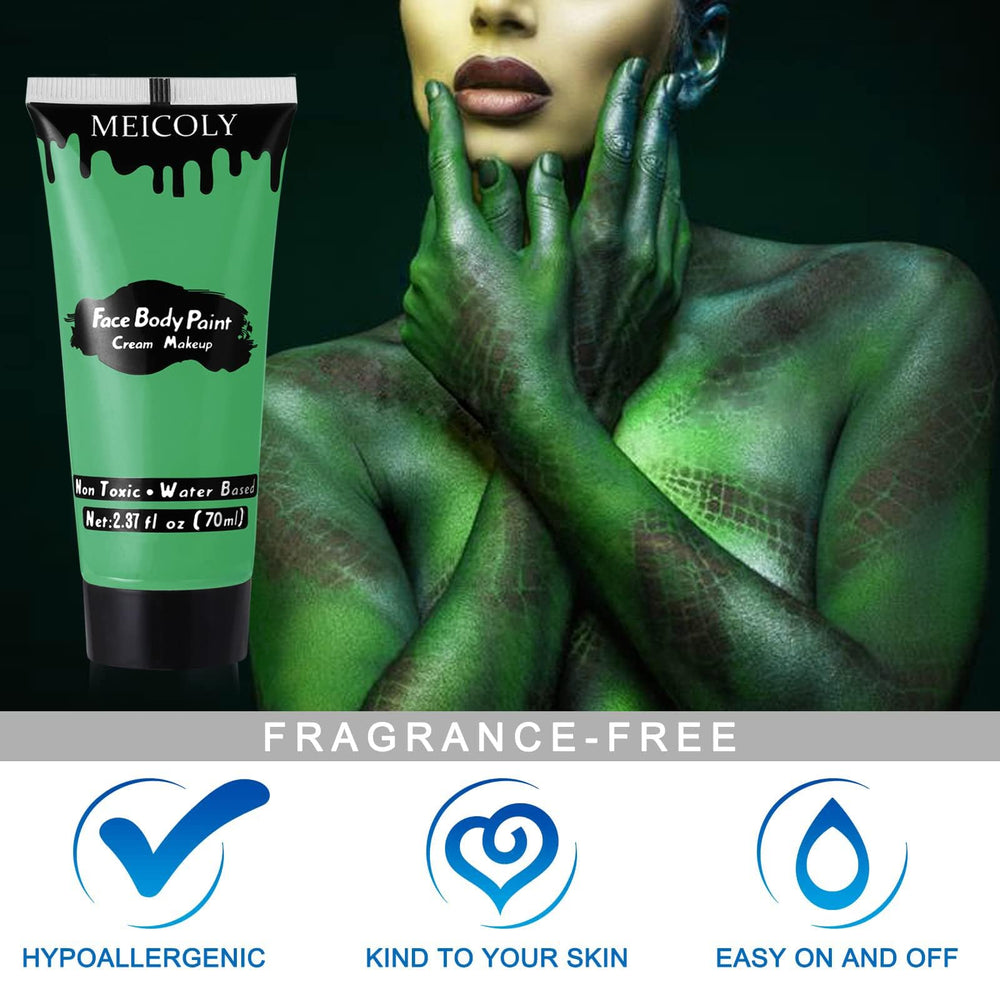 MEICOLY pintura para cara y cuerpo verde para fiestas.