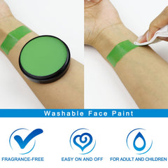 Pintura de cara verde MEICOLY para cosplay navideño, seguro y fácil de quitar.