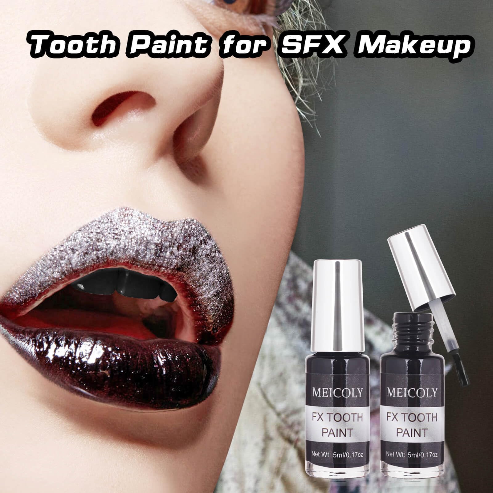 MEICOLY pintura dental negra secado rapido para cambios de personaje