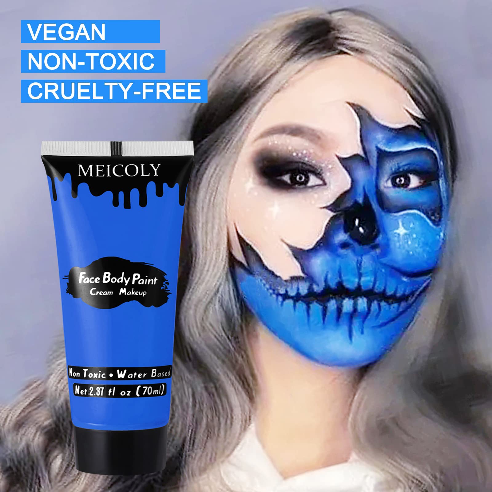 MEICOLY pintura para rostro y cuerpo, duradera y fácil de retirar.