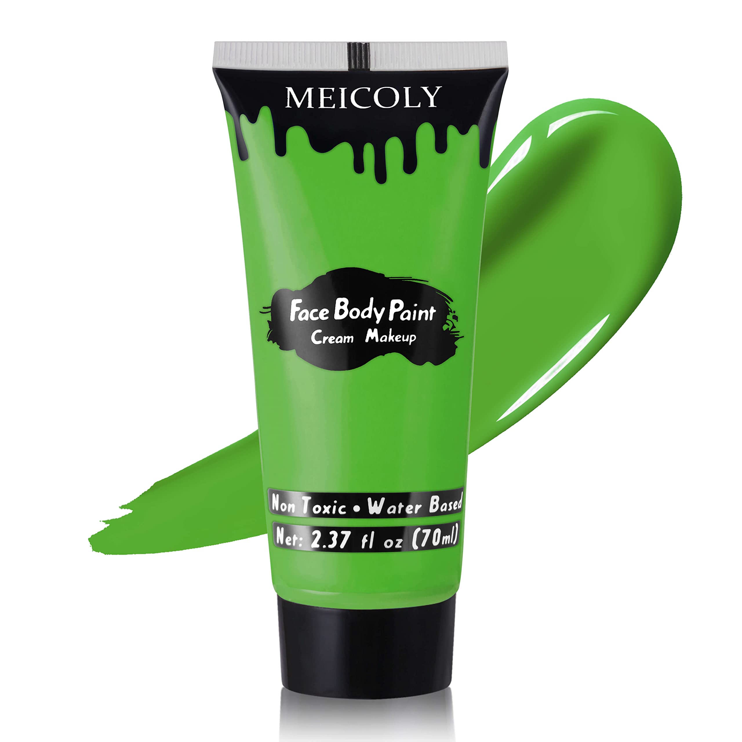Pintura MEICOLY verde claro para cara y cuerpo, cobertura uniforme para festivales.