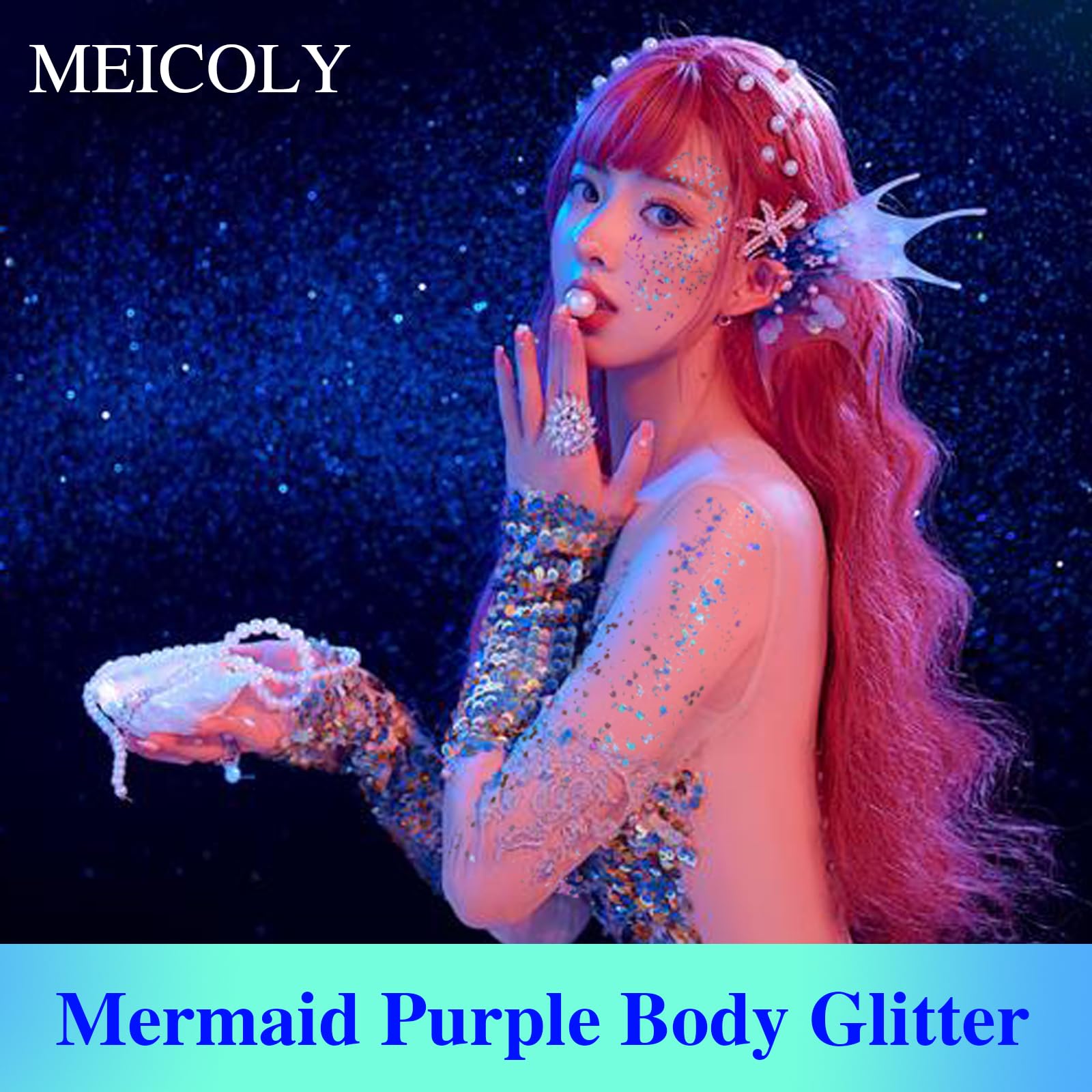 MEICOLY purpurina para rostro holográfico, destellos para la mirada.