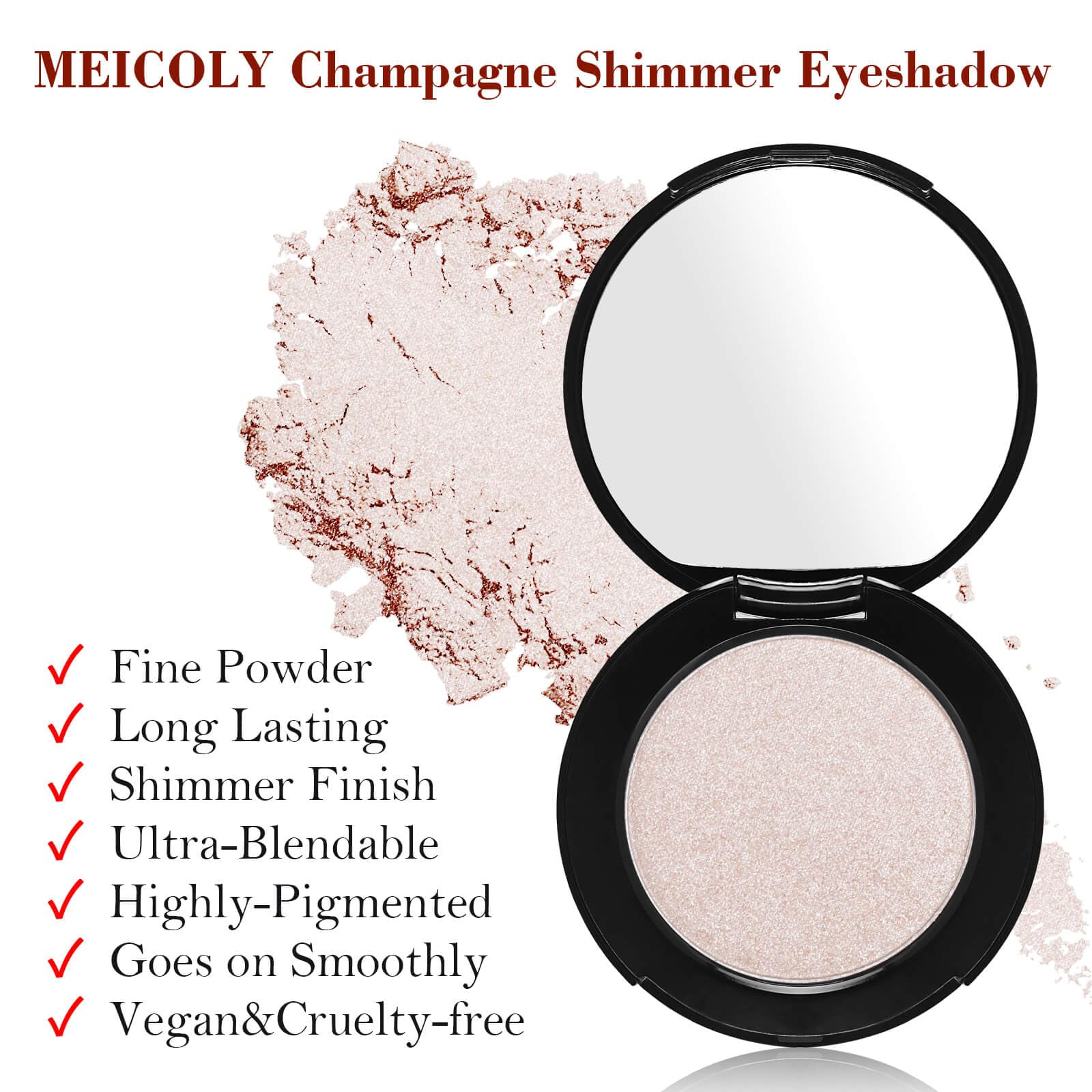 MEICOLY sombra de ojos brillo nacarado para un look duradero.