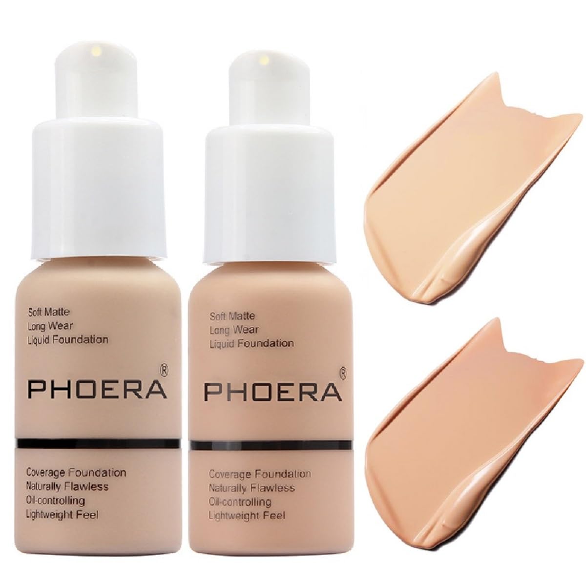 Meifen PHOERA Foundation, botella visible para una aplicación suave y natural.