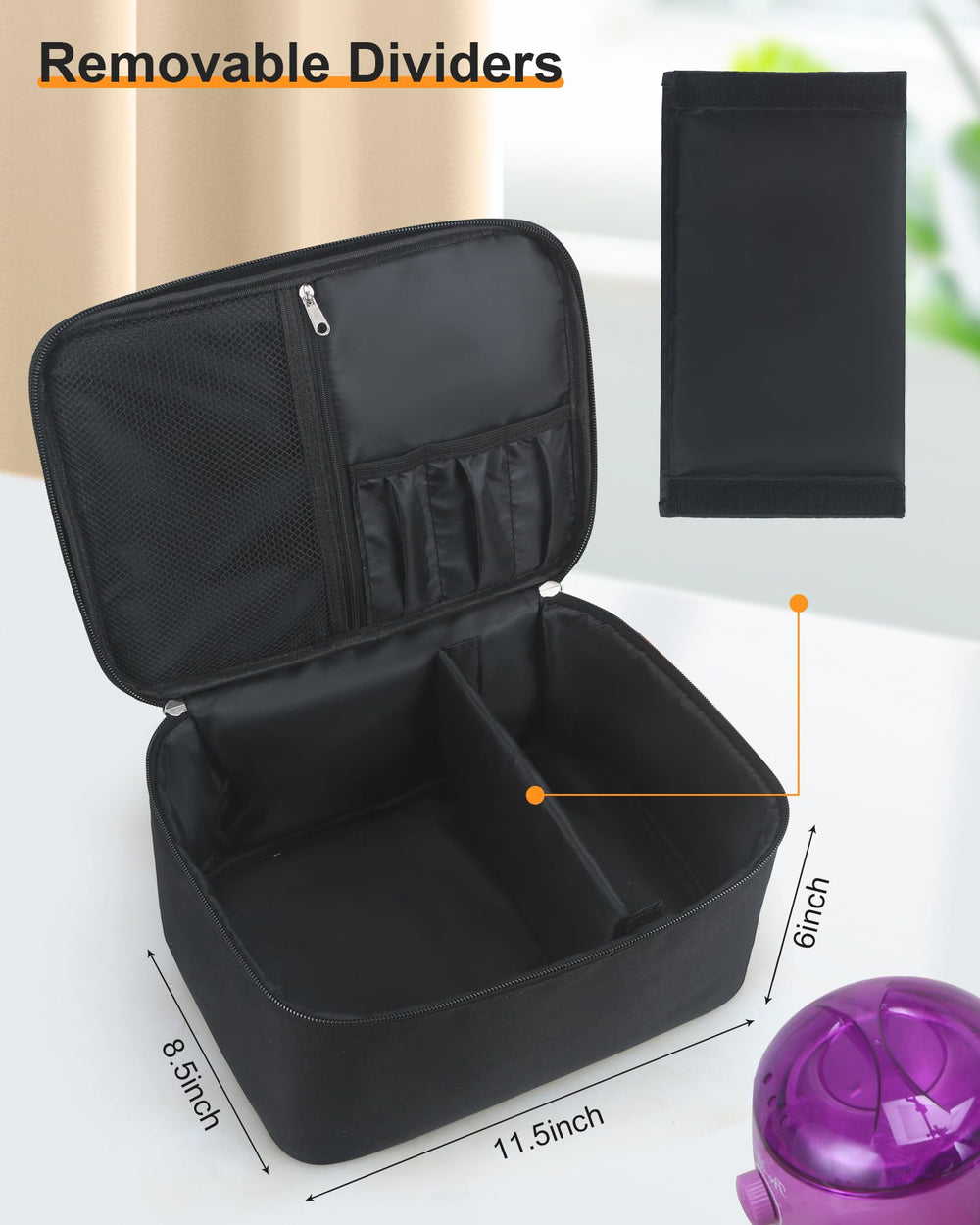Meiiy bolsa con bolsillo de malla para accesorios y palitos de depilación
