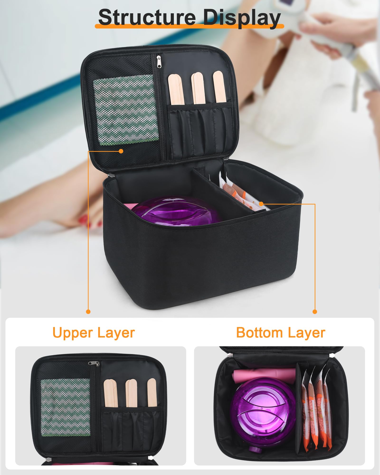 Meiiy bolsa con gran compartimento, almacenamiento espacioso para ceras y productos de cuidado