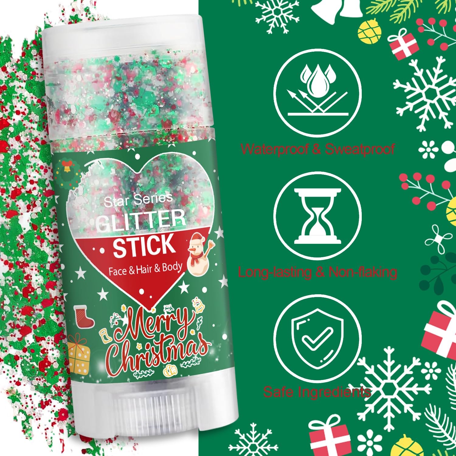Meilury brillo gel navidad para rostro con brillo intenso y acabado suave.
