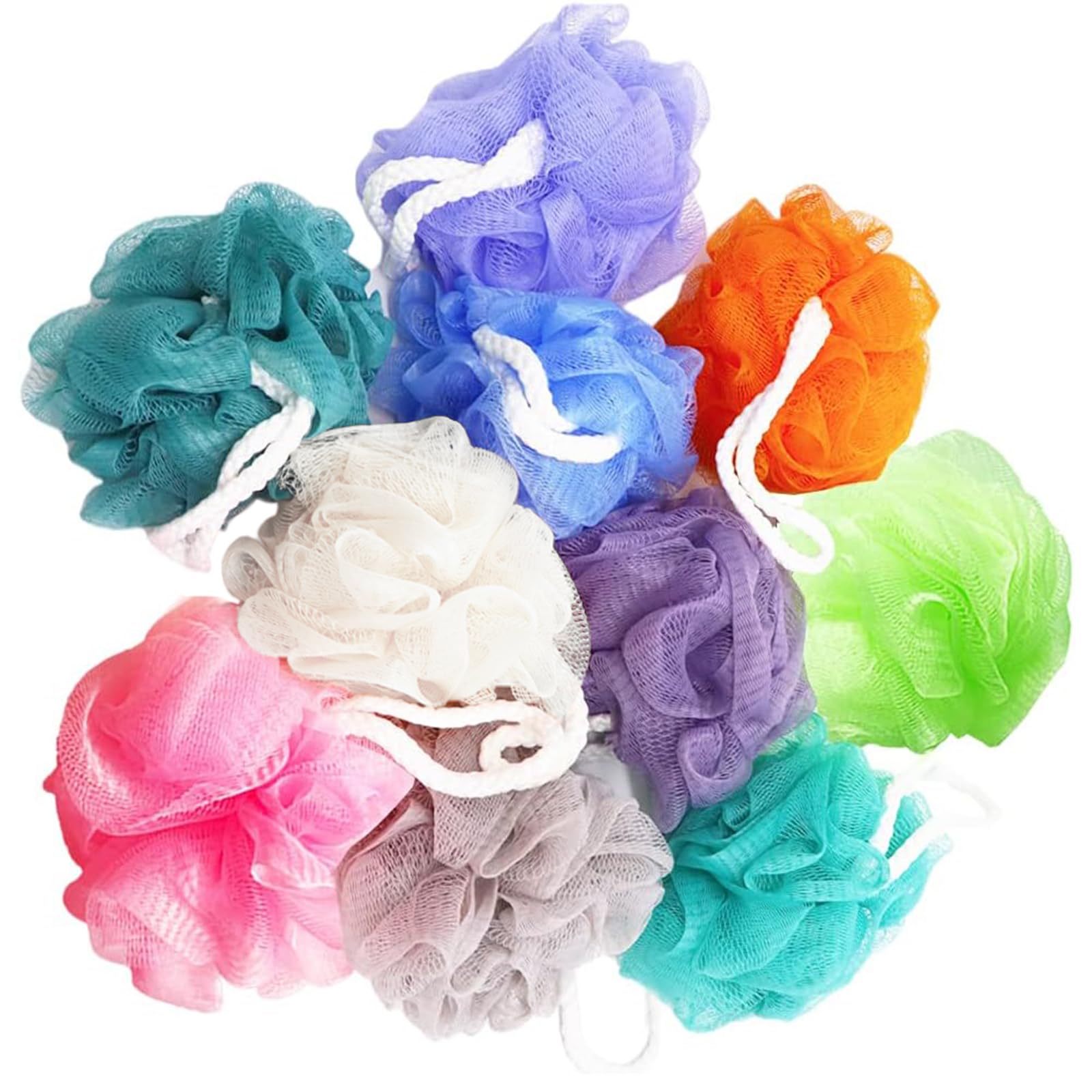 Meirrnyyu diez esponjas-ducha en colores para exfoliar suavemente durante la ducha.