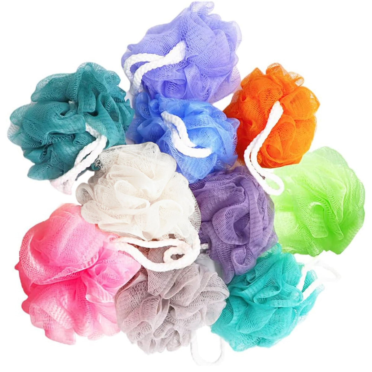 Meirrnyyu diez esponjas-ducha en colores para exfoliar suavemente durante la ducha.