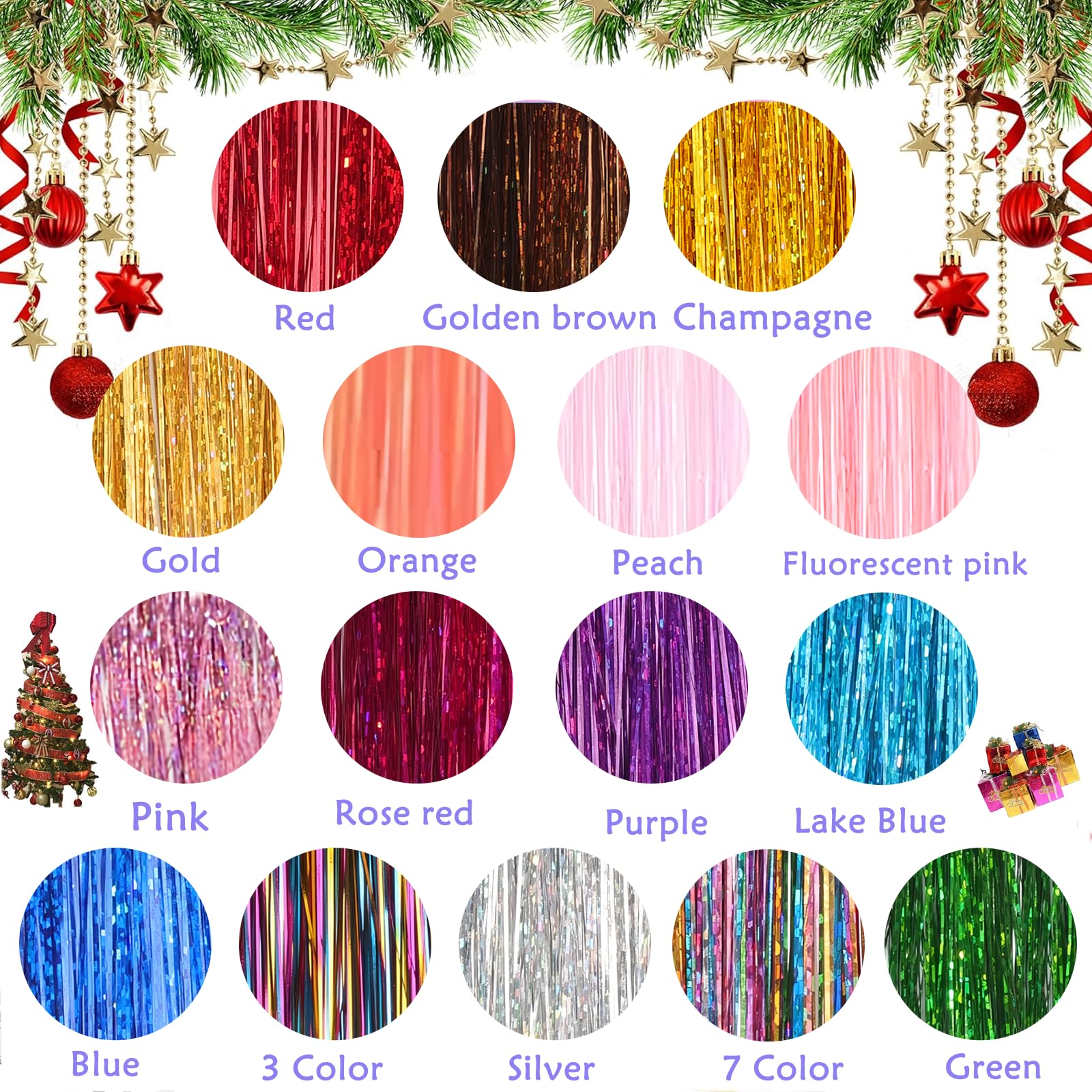 MEIYOU lote-hilos-48-pulgadas: muestra de colores para peinados creativos.
