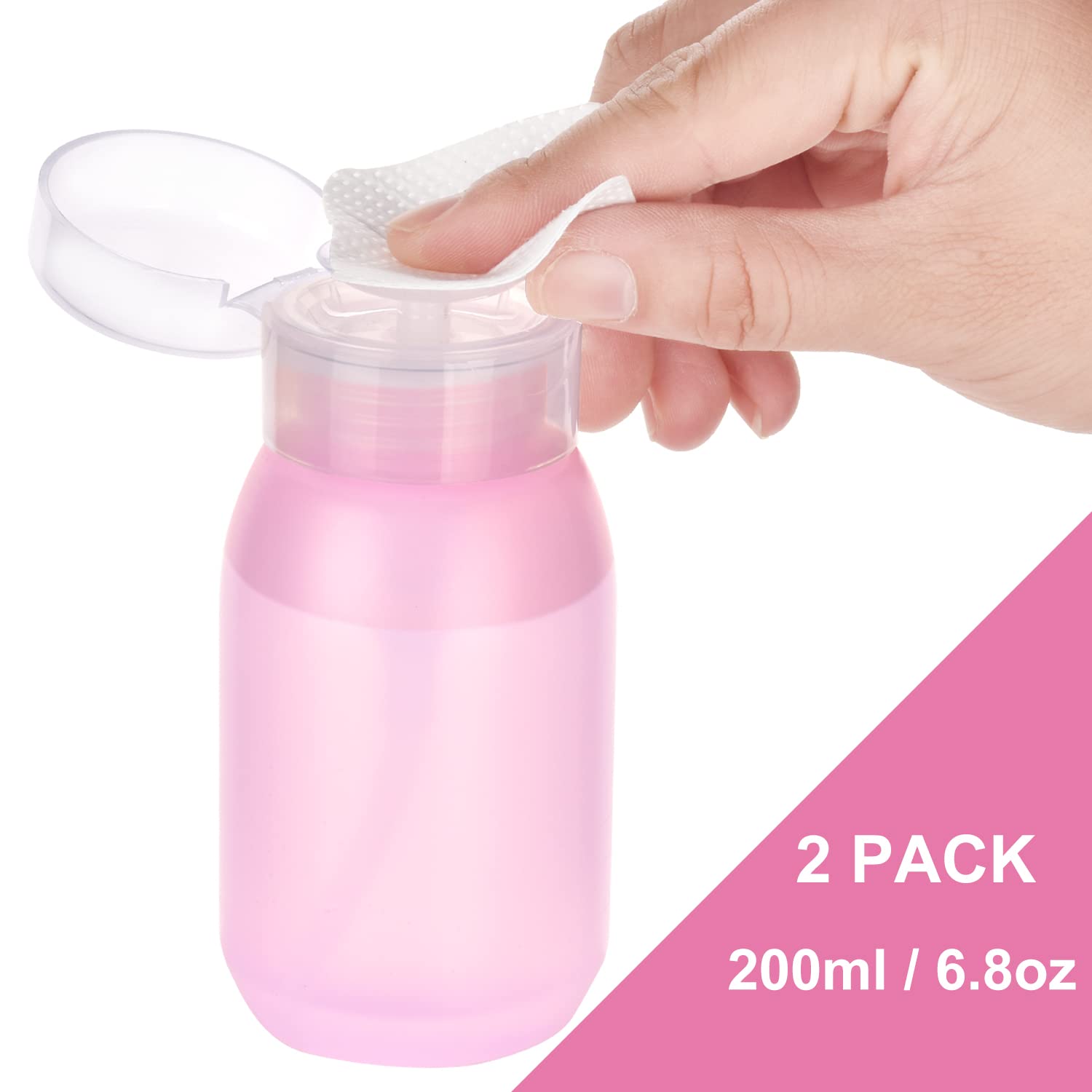 MEKK dispensador de acetona rosa translúcido, ideal para evitar derrames.