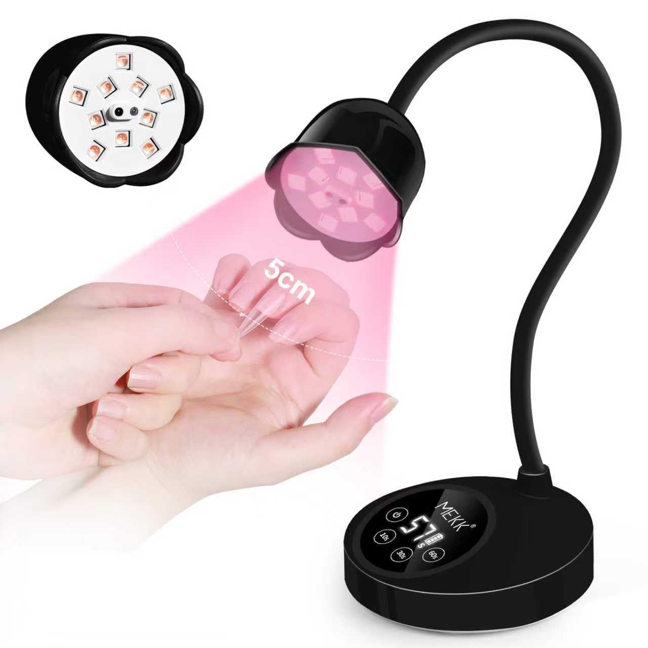 MEKK lampara UV para uñas con brazo articulado para mayor precisión.