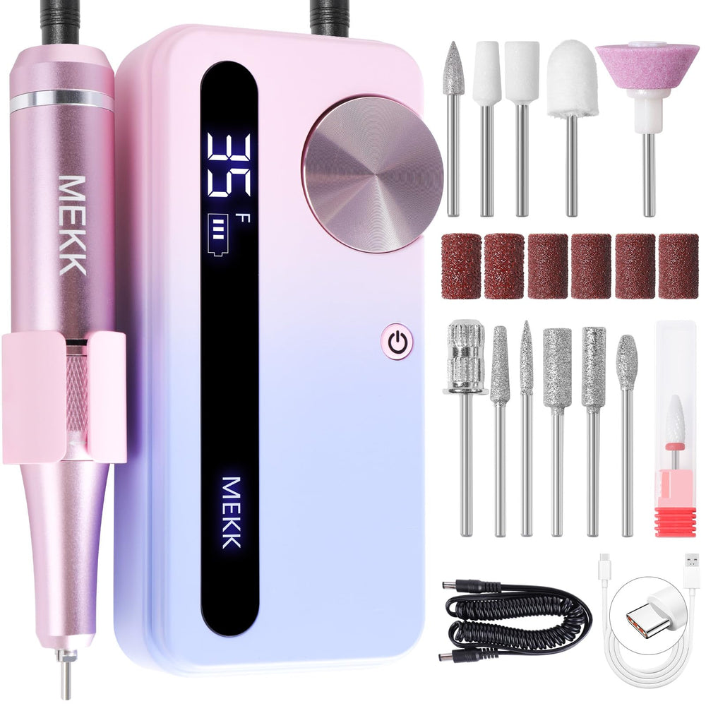 MEKK Lima eléctrica de uñas en primer plano mostrando potencia para trabajos precisos.
