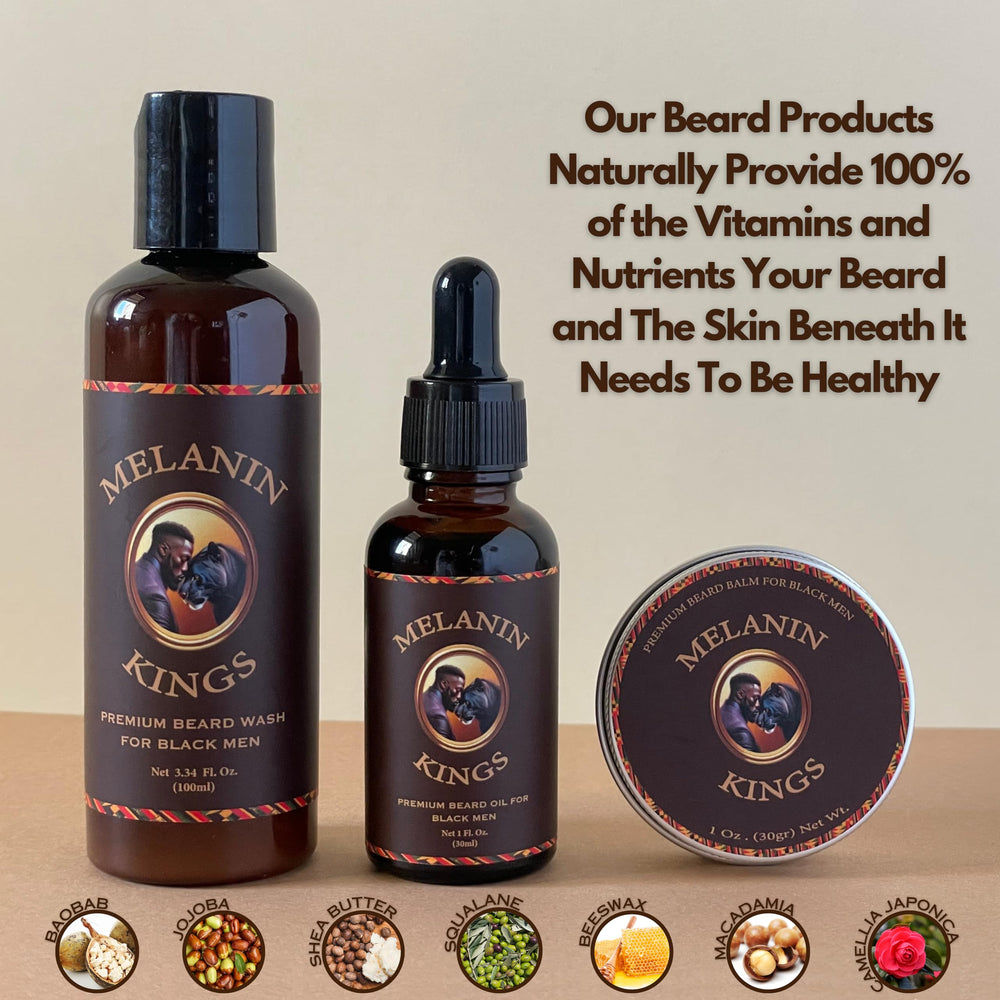 Bálsamo para barba Melanin Kings; crema nutritiva para hidratación.