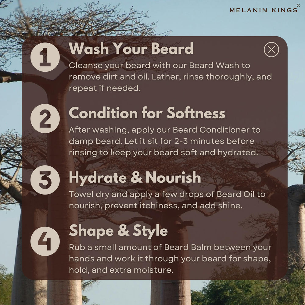 Melanin Kings Rendimiento con ingredientes africanos, cuidado diario de la barba.