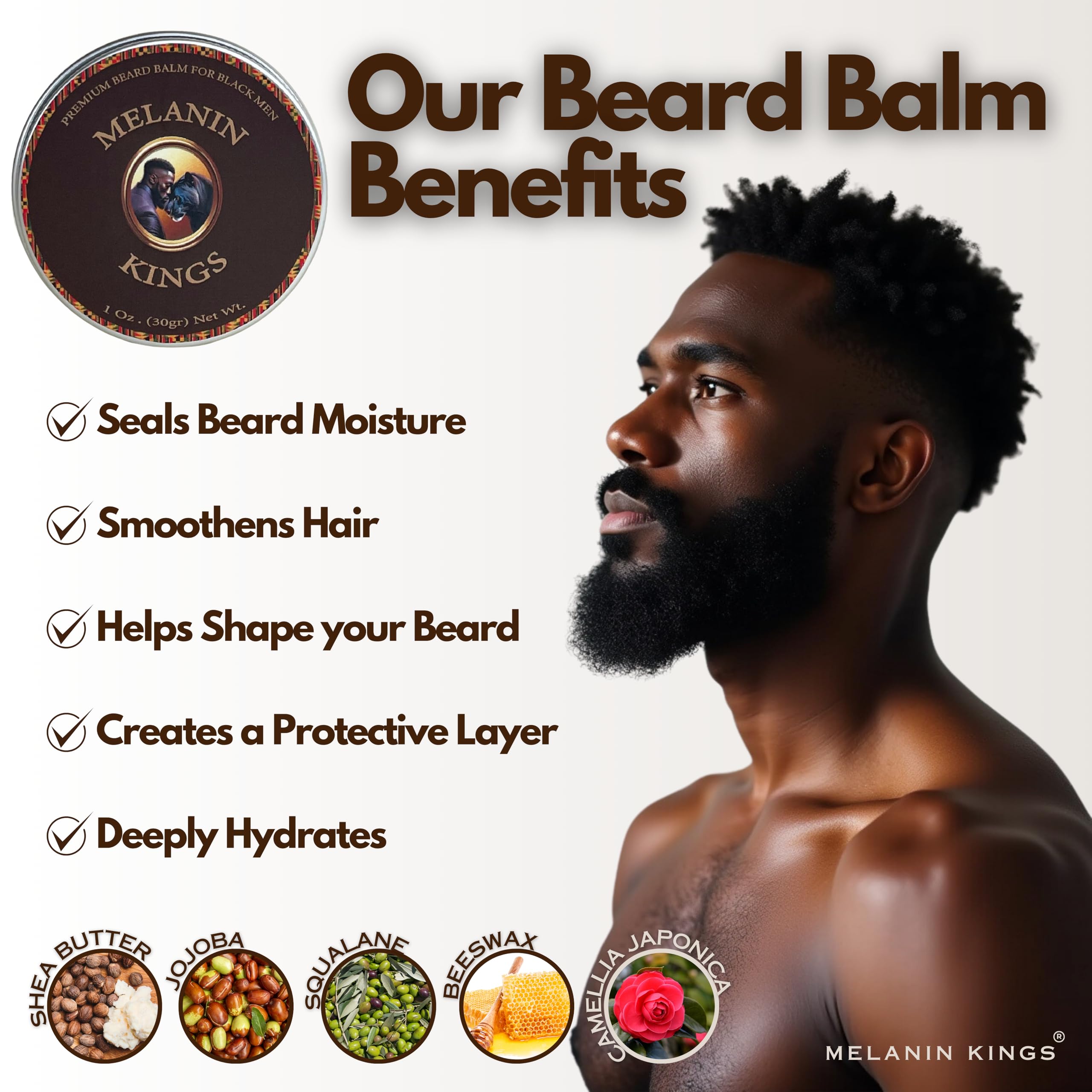 Peine para barba Melanin Kings de acero inoxidable; peinado definido sin tirones.
