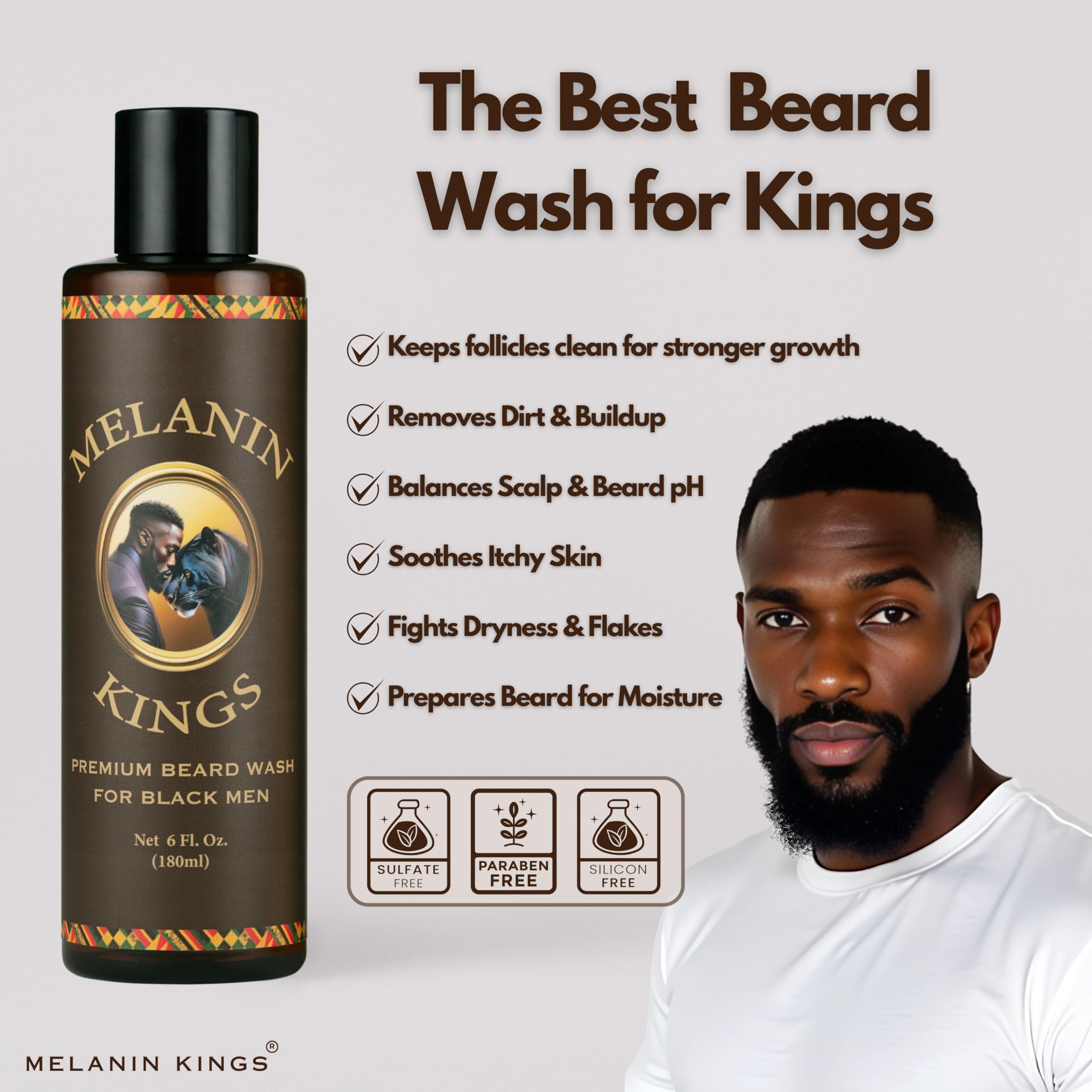 Conjunto completo para barba: limpieza y acondicionador Melanin Kings