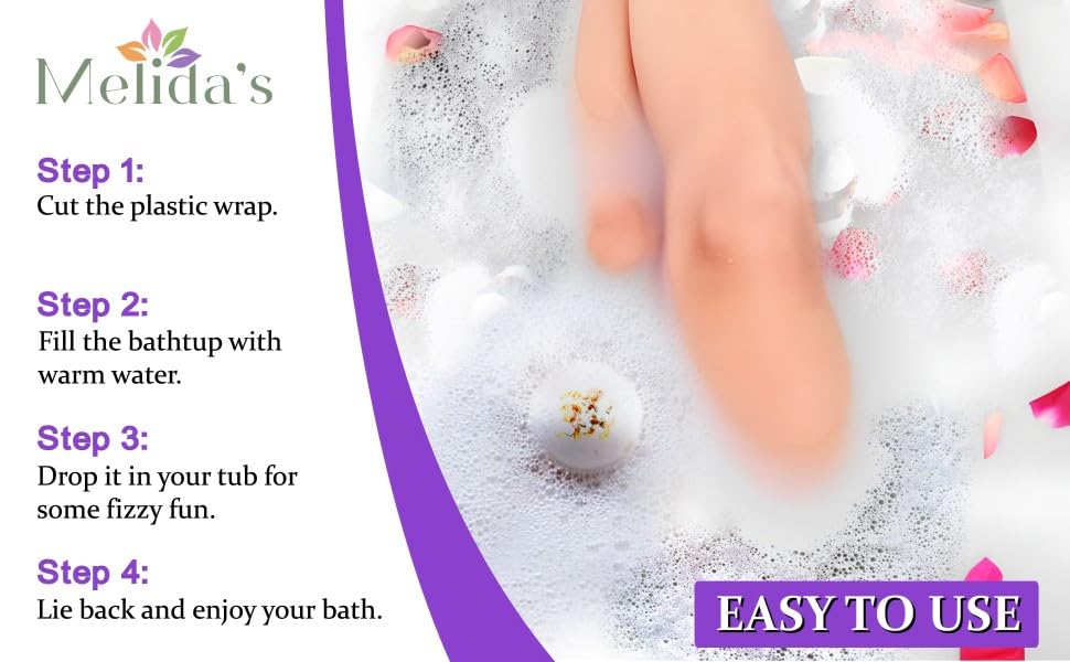 MELIDA'S bombas de baño Orquidea, fragancia delicada para relajación diaria.
