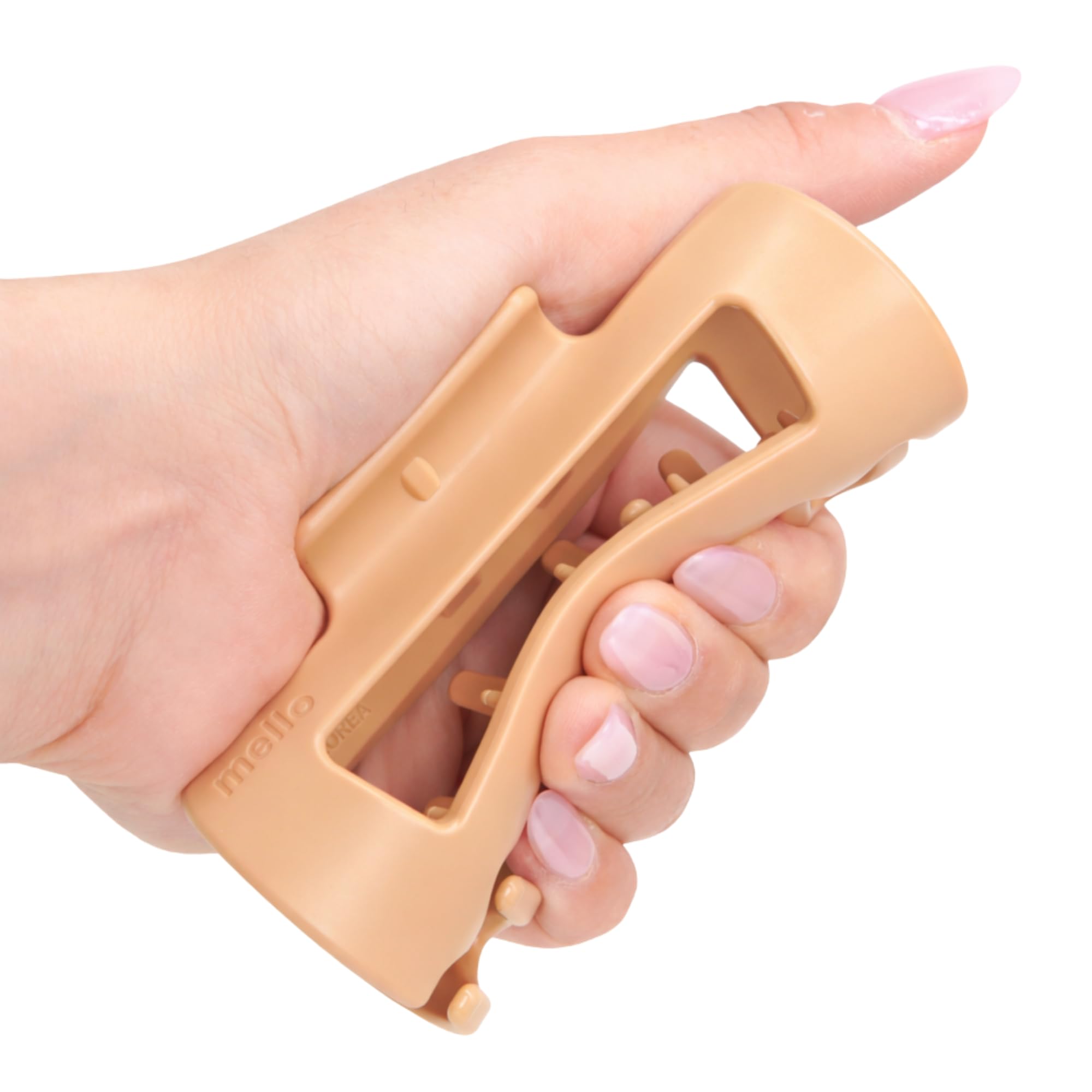 MELLO clip garra para cabello suave primer plano, cómodo para uso diario.