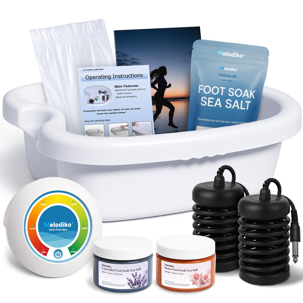 Melodiko bain-pieds ionique – ensemble complet pour une cure spa à domicile