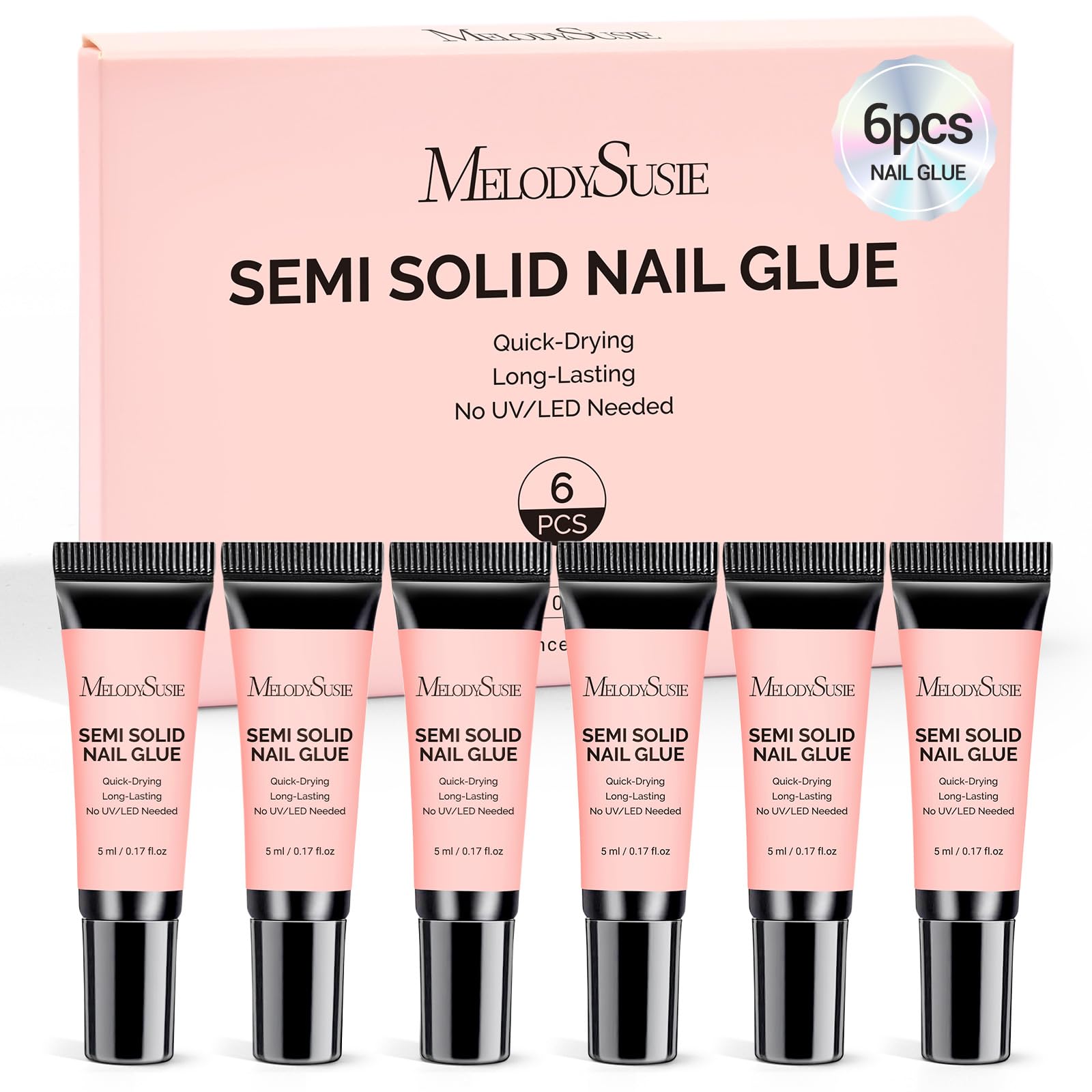 MelodySusie empaque de pegamento para uñas semi sólido, listo para uso en casa