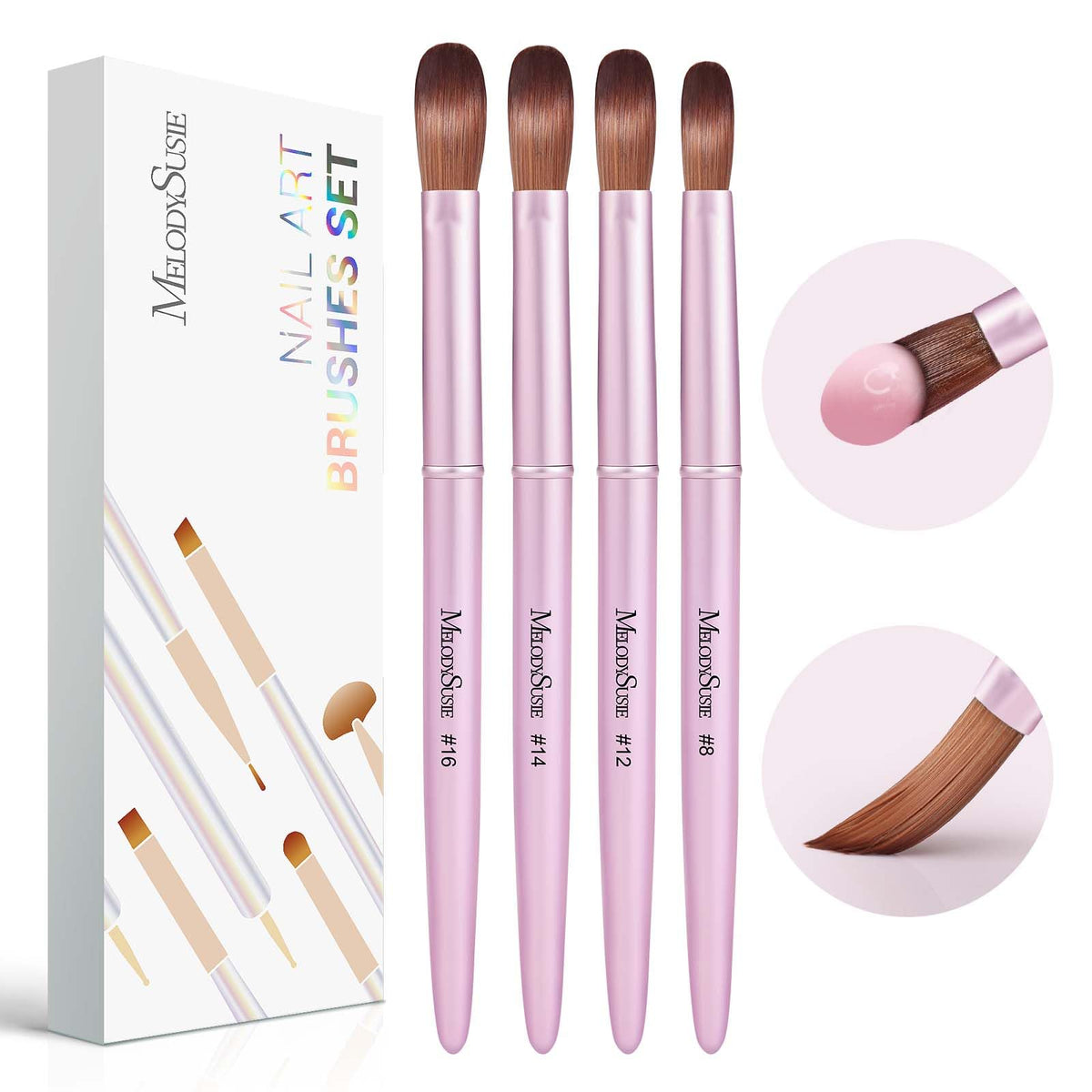 MelodySusie pinceles para uñas acrilicas 8/12/14/16 con precision y control