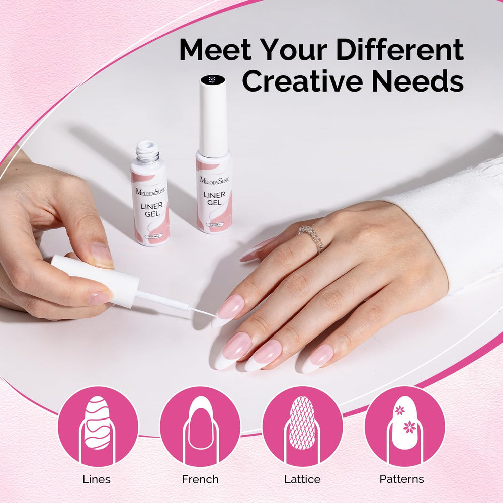 Aplicación fácil del delineador gel blanco MelodySusie para uñas.