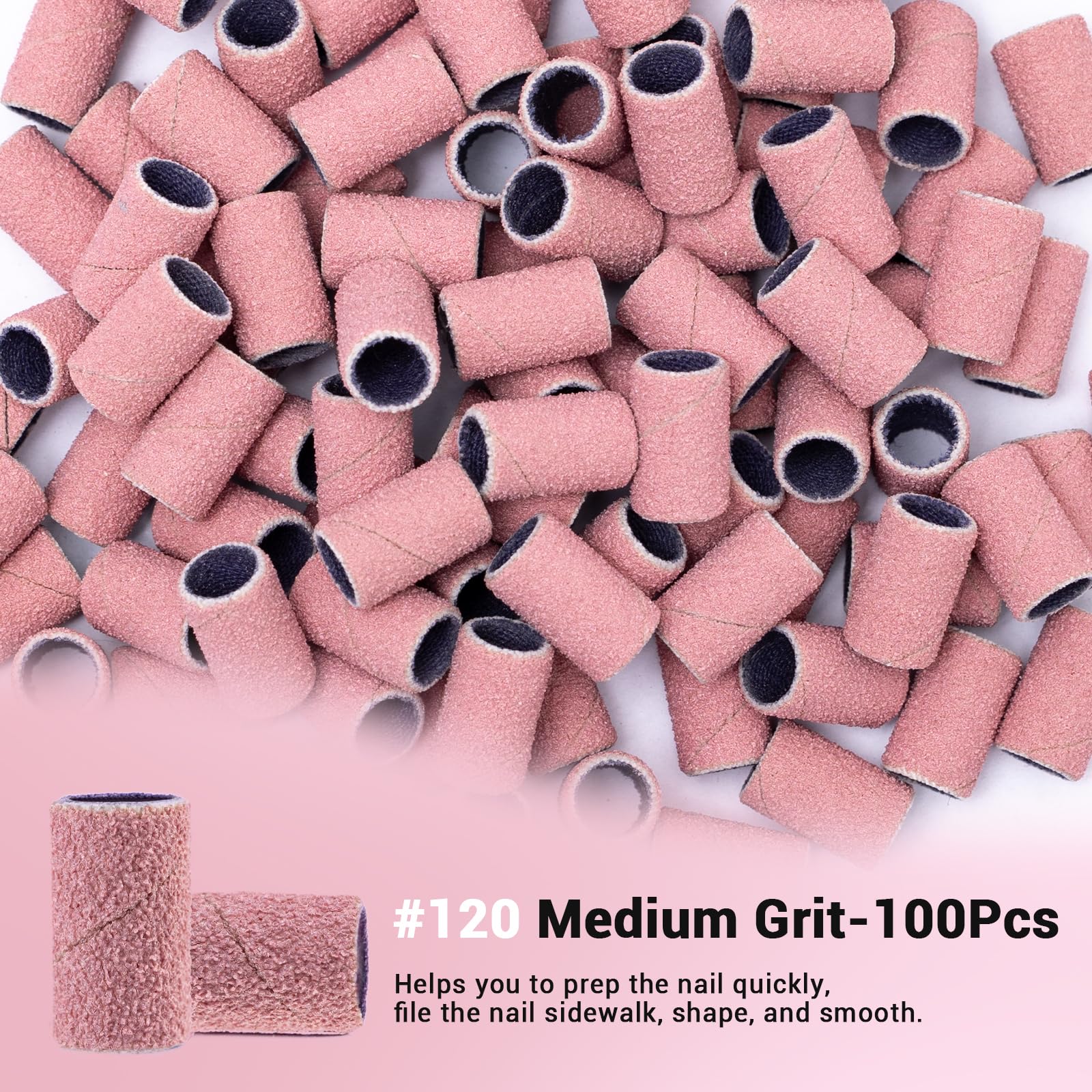 MelodySusie bandas lija 120, tono rosa para manicura de acabado suave.