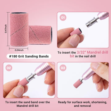 MelodySusie bandas lijado 180 grano compatibles con maquinas 3-32 pulgadas para manicura.