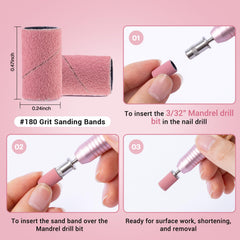 MelodySusie bandas lijado 180 grano compatibles con maquinas 3-32 pulgadas para manicura.