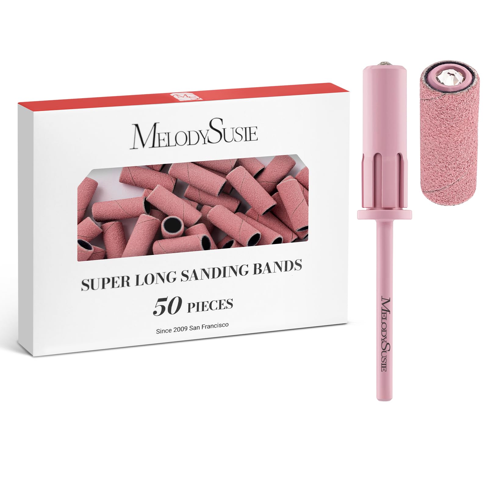 MelodySusie bandas lijado largas con mandril cristal para precisión en uñas