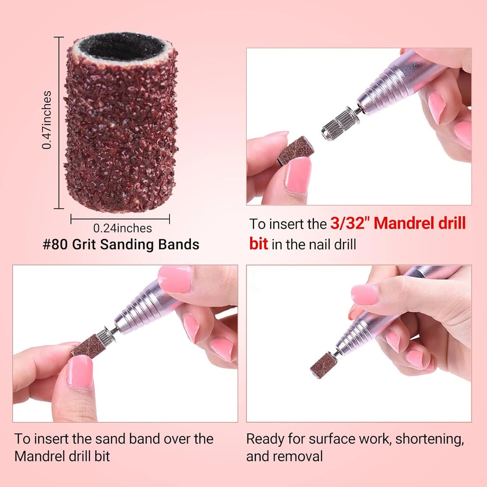 Compatible con taladro 3-32, facilita modelado y pulido de uñas.