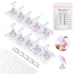 MelodySusie base imantada blanca brillante para exhibir uñas con estabilidad