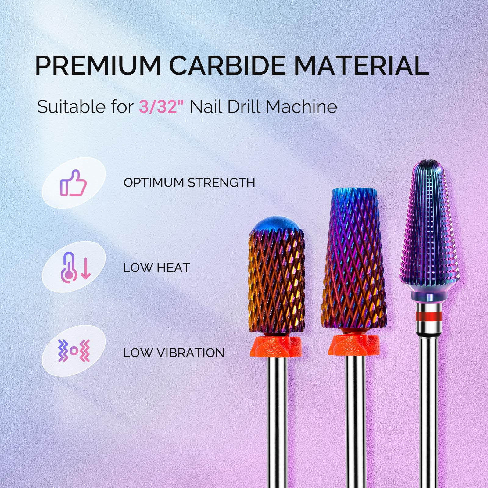 Bits MelodySusie de carburo tungsteno 5 en 1 para varias tareas de uñas.