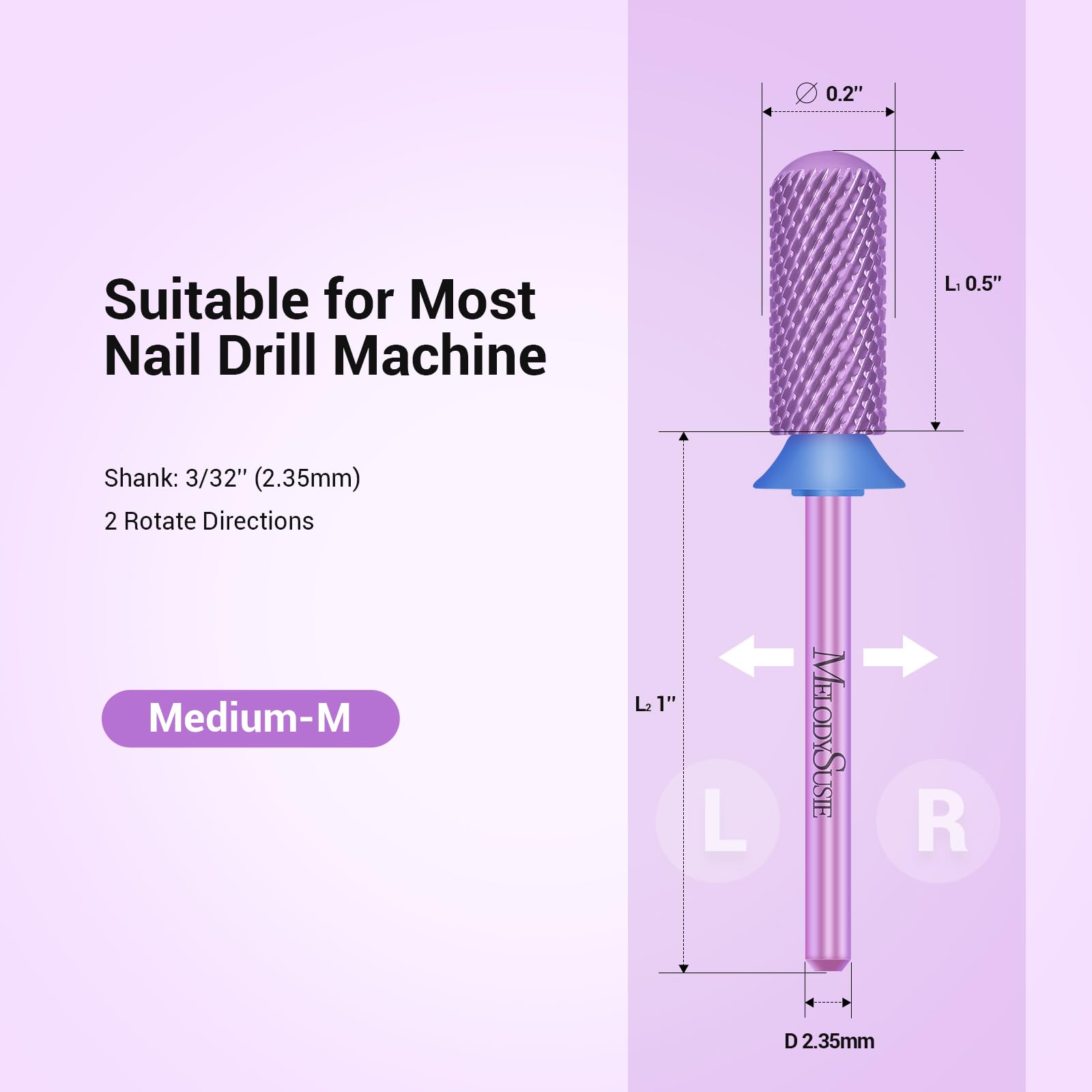 MelodySusie rotación bidireccional para zurdos y diestros en manicura morado