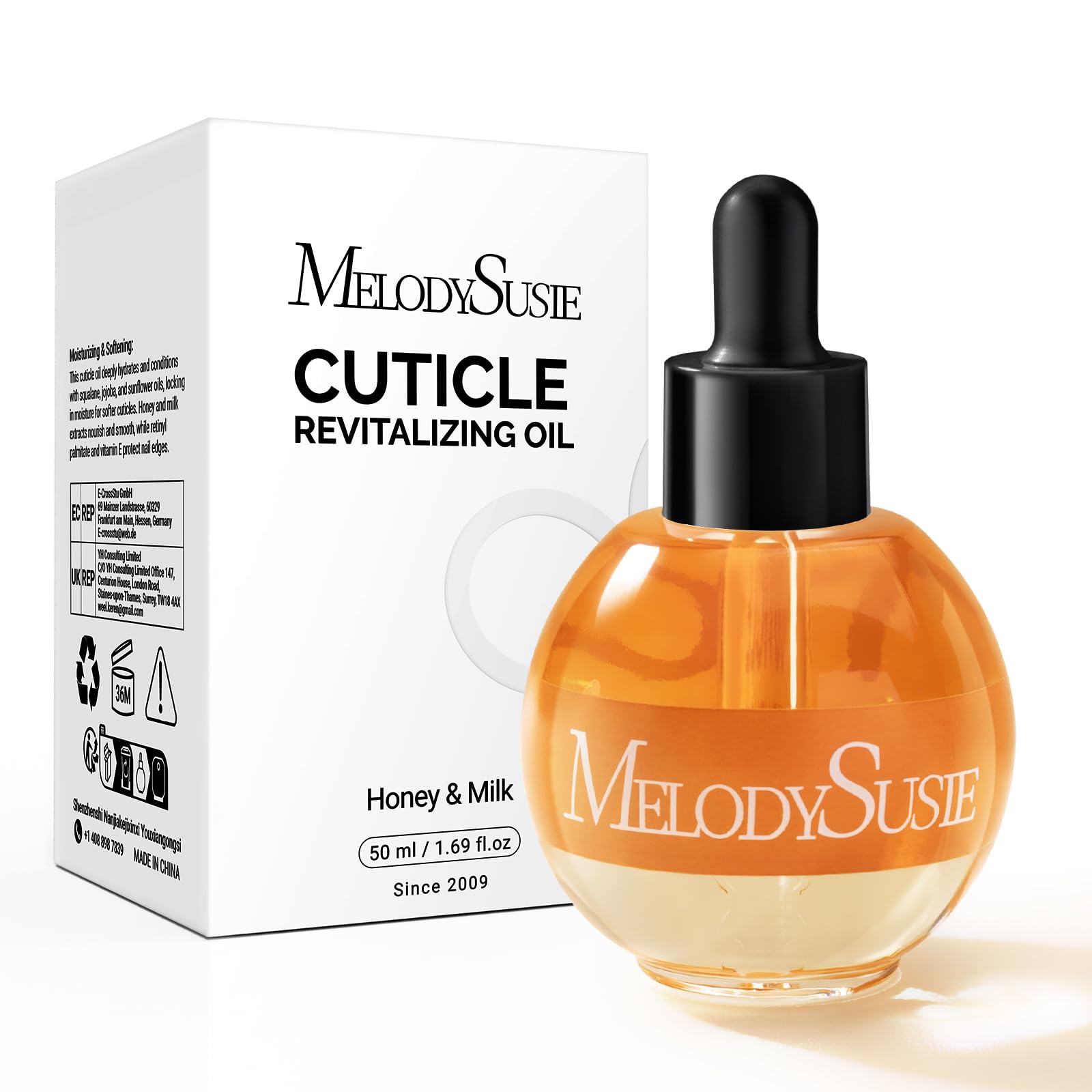 MelodySusie botella de aceite cutícula miel-leche para hidratación suave de manos.