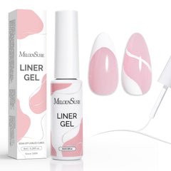 Delineador gel blanco MelodySusie con cepillo integrado para líneas precisas en uñas.