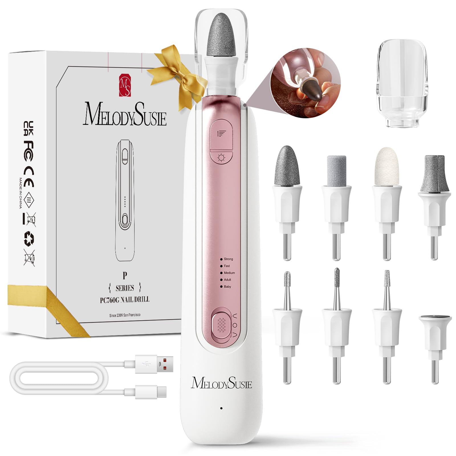 MelodySusie brocas 8-en-1 para cuidado de uñas en casa con resultados profesionales.