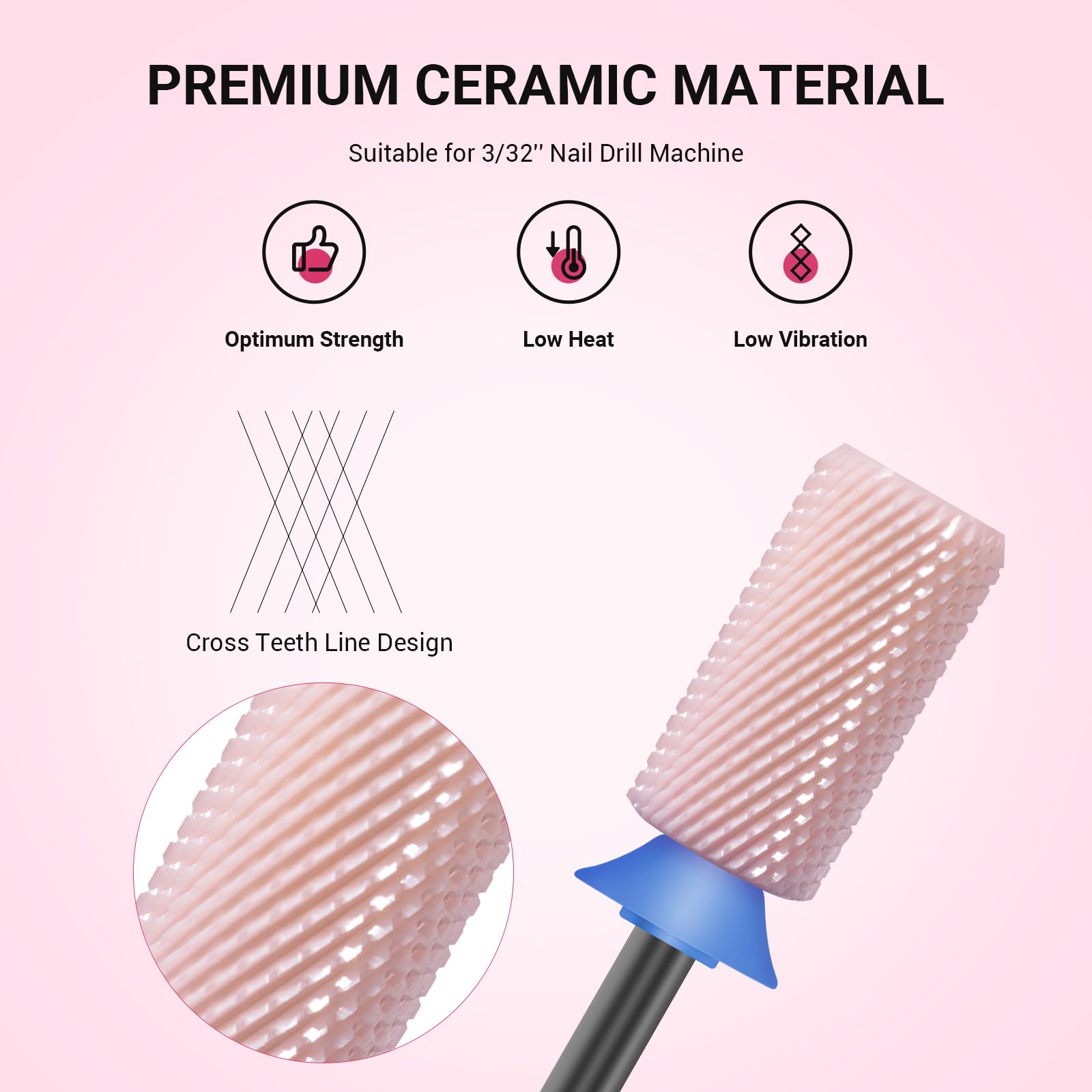 MelodySusie brocas cerámicas: diseño cruzado para contornear gel y uñas naturales.