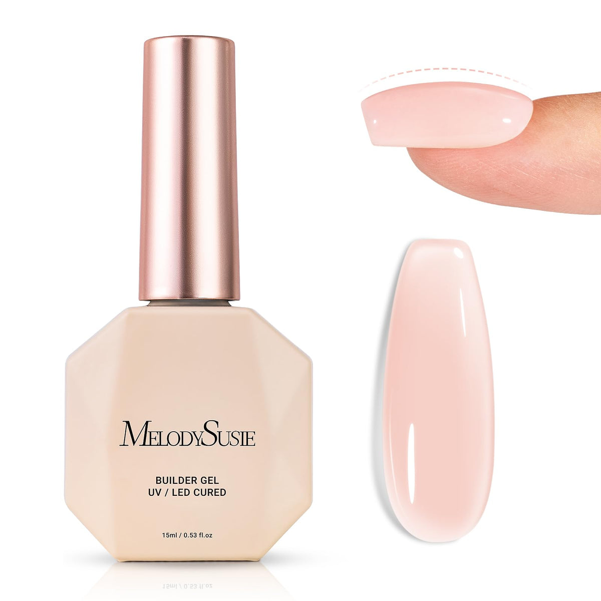 MelodySusie Gel Base Nude para engrosar uñas y crear superficie uniforme.
