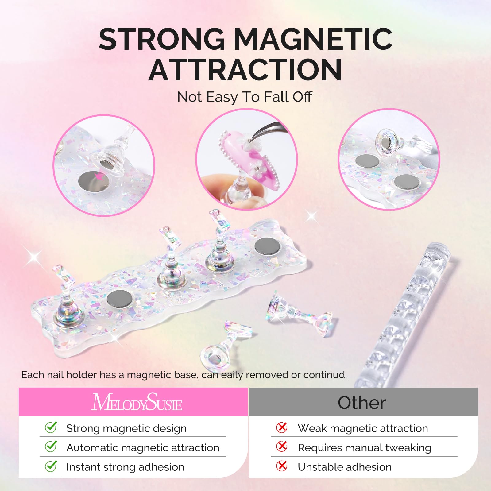 MelodySusie cinta doble adhesiva reutilizable para fijar uñas sin residuos