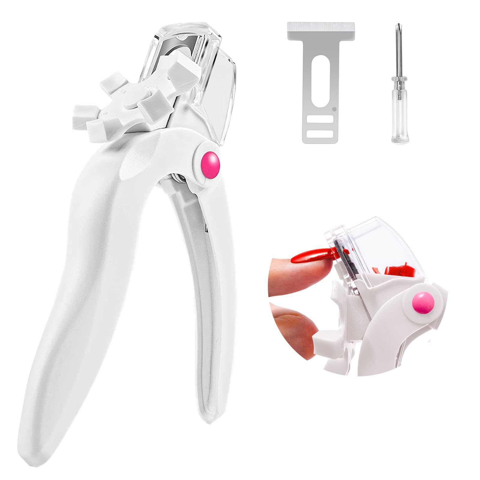 MelodySusie cortauñas acrílicas blanco ajustable para cortes precisos y limpios.