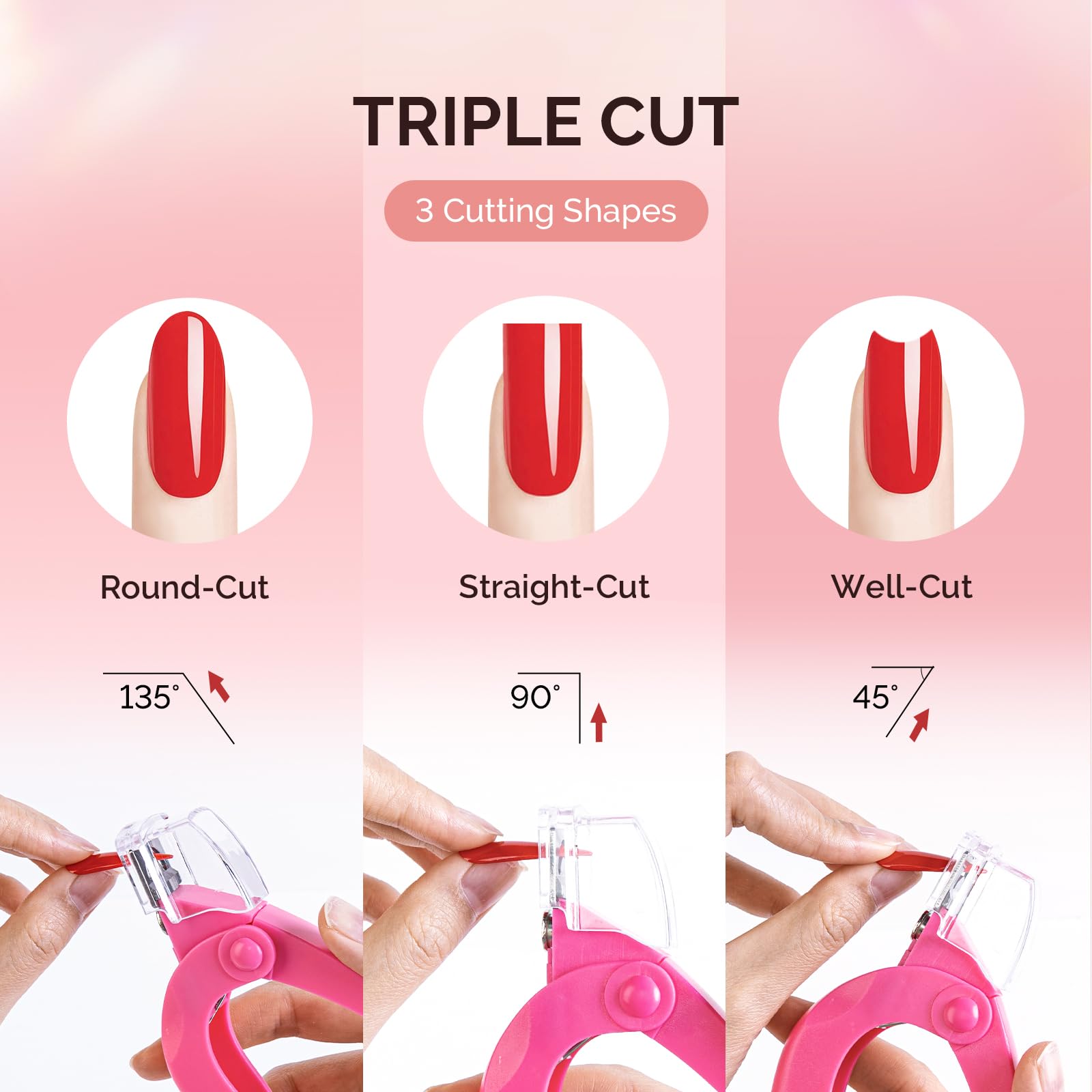 MelodySusie cortauñas acrílicos rosa, tapa removible para recoger fragmentos y mantener limpio.