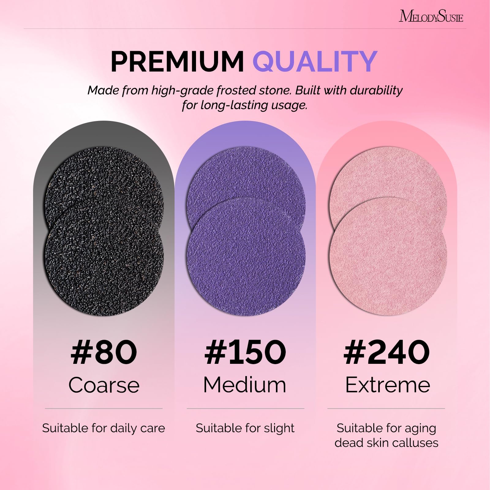 Discos MelodySusie negro 80 grano para remover durezas con suavidad.