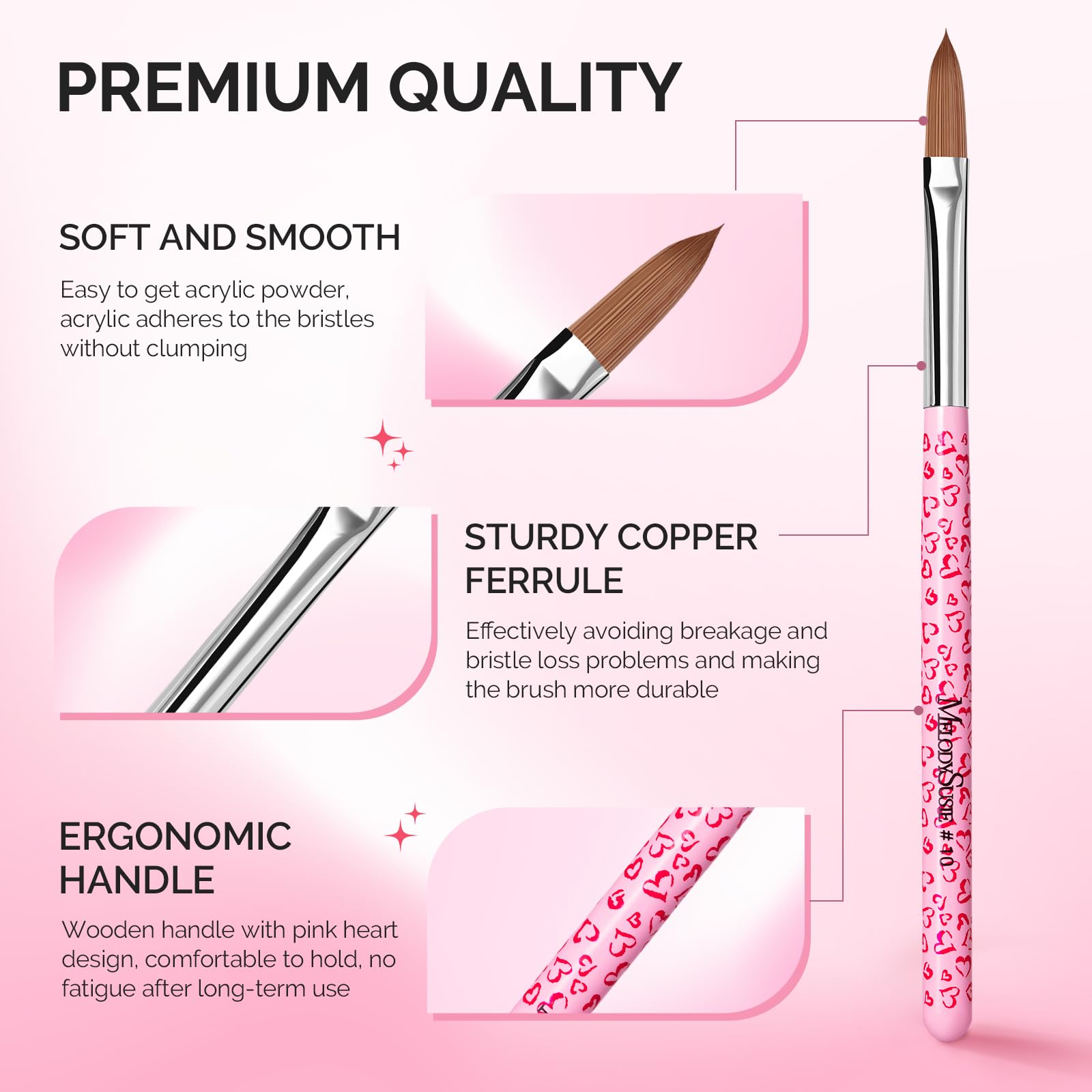 Punta densa MelodySusie mejora la precisión en capas y extensiones de uñas.