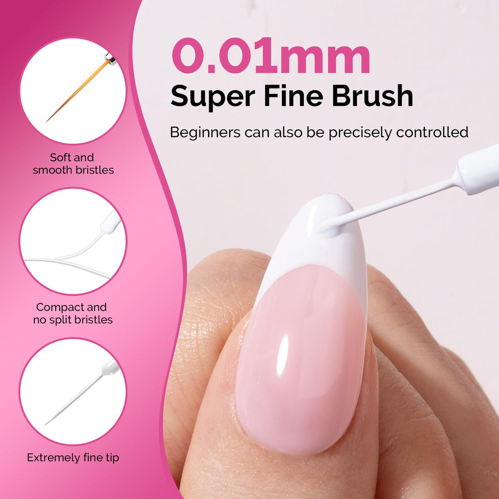 Diseño francés con delineador gel blanco MelodySusie para uñas limpias.