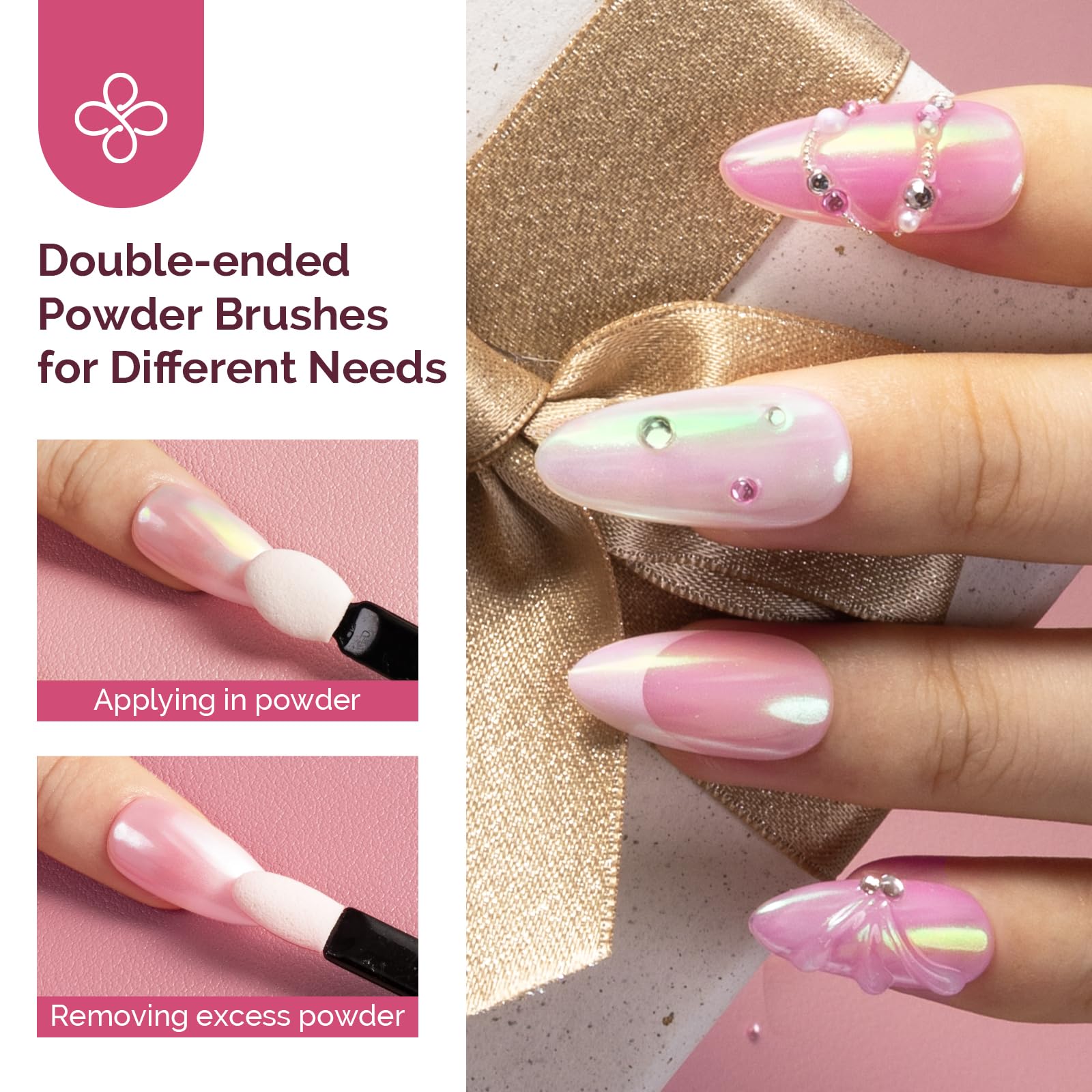 MelodySusie efecto cromo en uñas, compatible con gel UV para acabado de salón.