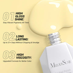 MelodySusie esmalte gel amarillo espeso con pincel ergonómico para cobertura suave