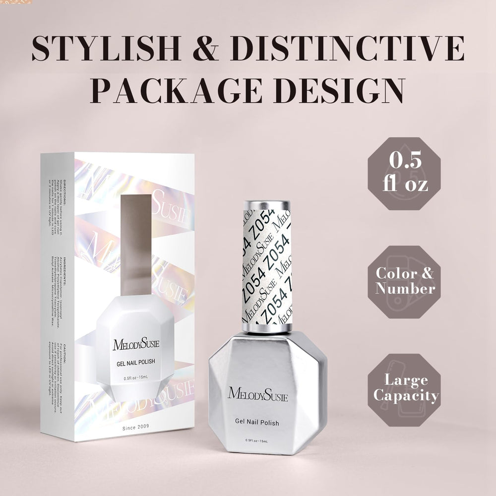 MelodySusie esmalte gel blanco destellos, fórmula de bajo olor para mayor comodidad.