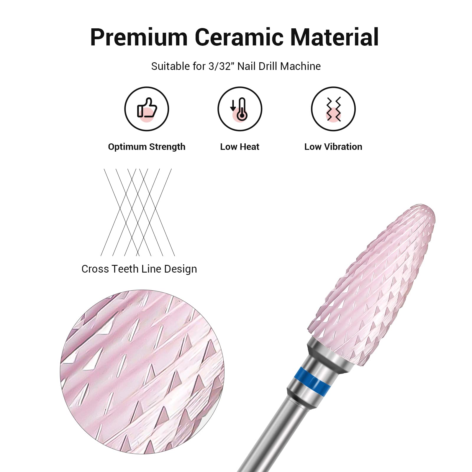 Fresa cerámica llama MelodySusie para acrílico, elimina capa de gel con control de calor